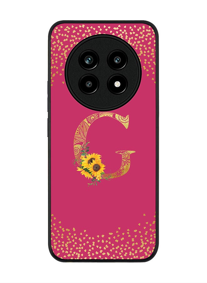 For Realme 13 Pro / 13 Pro+ Case,Slim fit Camera Protection, Shockproof Thin Phone cover  - Custom Floral Monogram - G ( Deep Pink )